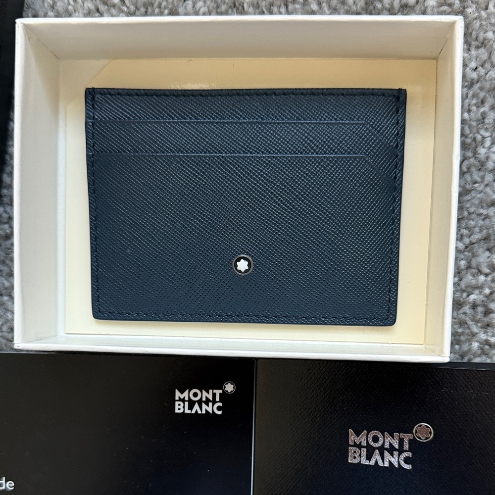 NWT Montblanc Saffiano Leather Navy Blue Card Holder